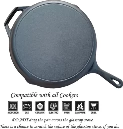 Poêle En Fonte De 12 Pouces Avec Revêtement En émail Noir Mat - Supports En Silicone Résistant à La Chaleur Inclus. Idéal Pour Une Utilisation Intérieure Et Extérieure, Passe Au Four. -Fournitures De Cuisine Boutique 1146x1200 3