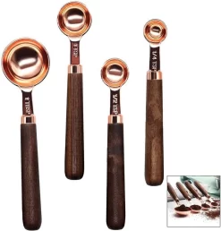 Iwobi Cuillère à Mesurer En Cuivre, Acier Inoxydable, Ensemble De Cuillères à Mesurer, Cuillère à Café, Cuillère à Mesurer, Cuillère à Mesurer Avec Des Marques De Mesure Précises, Or Rouge