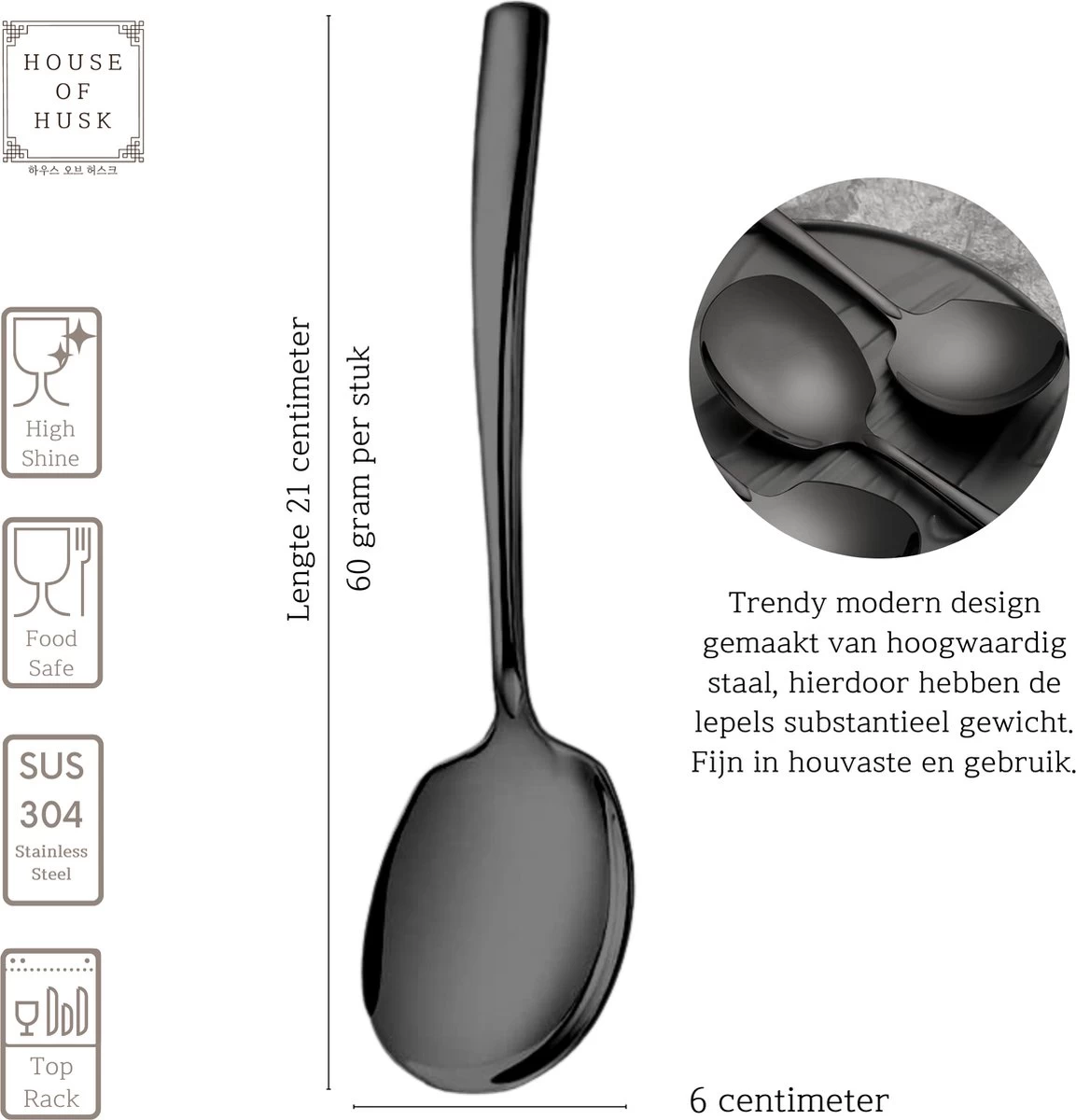 Ensemble De Cuillères De Service House Of Set - Zwart - Cuillère De Service - Cuillère De Salutation - Cuillère à Pommes De Terre - 21 Cm - Acier Inoxydable - 4 Pièces 2 Ensemble De Cuillères De Service House Of Set - Zwart - Cuillère De Service - Cuillère De Salutation - Cuillère à Pommes De Terre - 21 Cm - Acier Inoxydable - 4 Pièces – Image 2