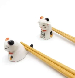 Lucky Cat Baguettes Et Repose-baguettes Avec, 5 Chats, Baguettes Réutilisables Naturelles En Bambou Japonais Classique, Lot De 5 Paires -Fournitures De Cuisine Boutique 1158x1200