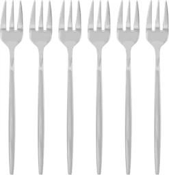 Fourchettes à Dessert En Argent House Of Fourchettes à Dessert - Fourchettes à Gâteau - Fourchettes à Pâtisserie - Acier Inoxydable - Fourchettes à Cocktail - 6 Pièces