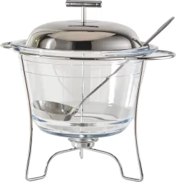 MONOO Bol à Soupe Argent - Bols à Soupe - Terrine à Soupe En Verres - Chauffe-Plats - Bouilloire à Soupe - 4 Litres