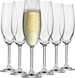 KROSNO Verres Flûte à Champagne Verres | Lot De 6 | 200 ML | Collection Venise | Perfect Pour La Maison, Les Restaurants Et Les Fêtes | Lave-vaisselle