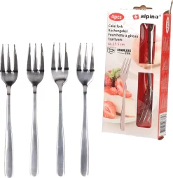 Alpina 16x Pièces De Fourchettes à Gâteau En Acier Inoxydable / Fourchettes à Gâteau De 15 Cm - Passe Au Lave-vaisselle