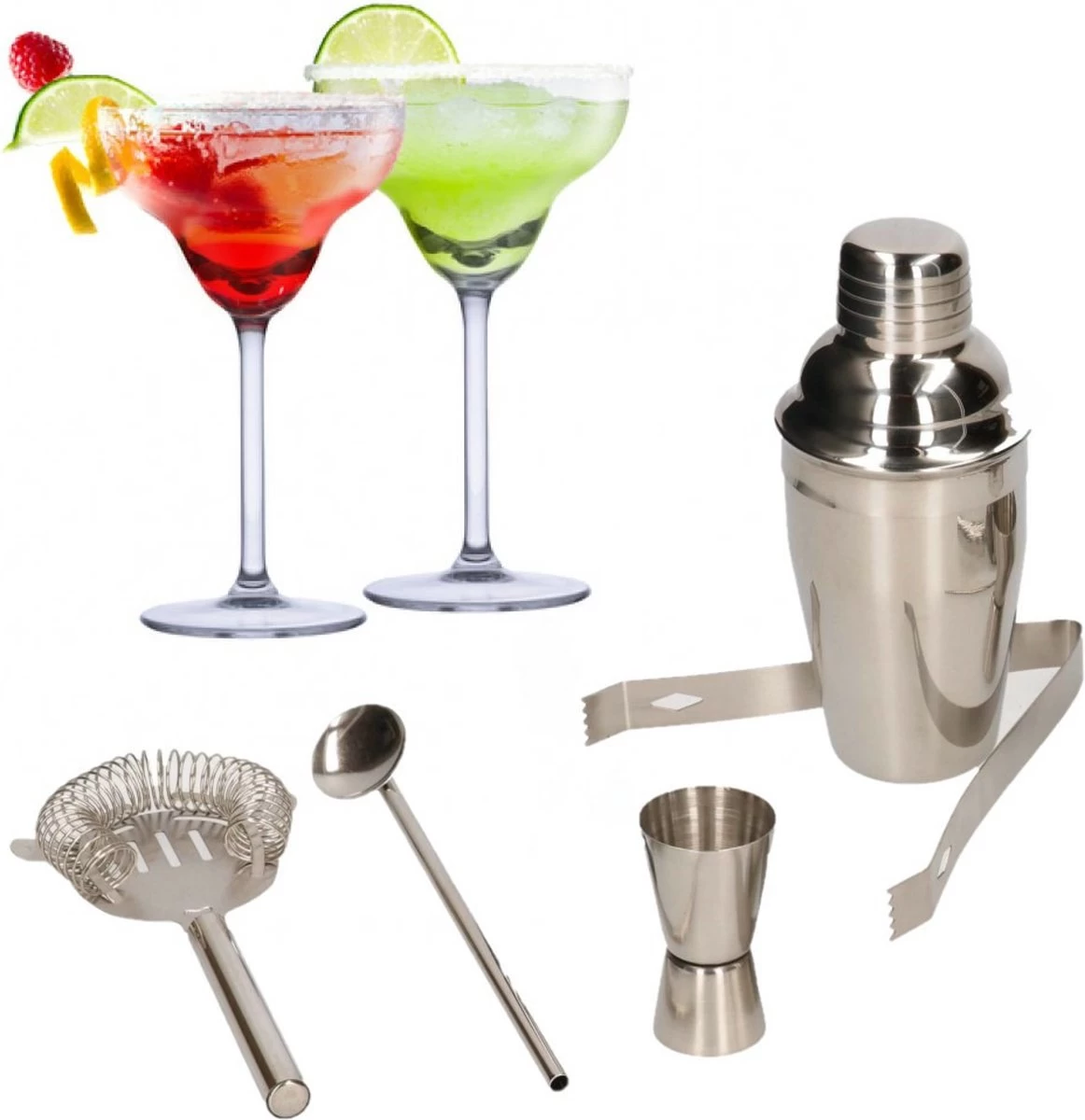 Alpina Set De 4x Verres à Cocktail Margarita Avec Shaker Complet De 5 Pièces En Acier Inoxydable - 250 Ml - Boire Des Cocktails - Cocktails 1 Alpina Set De 4x Verres à Cocktail Margarita Avec Shaker Complet De 5 Pièces En Acier Inoxydable - 250 Ml - Boire Des Cocktails - Cocktails