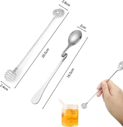Avec Poignées Incurvées, Louche à Miel, Cuillère à Miel à Long Manche En Acier Inoxydable, Utile Pour Tremper Le Miel, Le Sirop, Remuer Le Café, Les Boissons, Le Lait -Fournitures De Cuisine Boutique 1166x1200