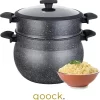 Qoock | Couscous XL | Couscoussier | 8L | Revêtement En Marbre | Couvercle En Verre | Induction | Royal Suisse