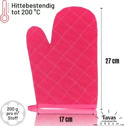 Set De Gants De Four Résistantes à La Chaleur Tavas | 2 Gants De Four Et 2 Maniques | Katoen, Thermolite | Jusqu'à 200°C | Rose -Fournitures De Cuisine Boutique 1177x1200 14