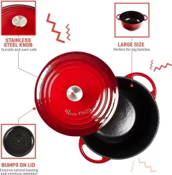 Poêle En Fonte émaillée - Grande Poêle En Fonte D'une Capacité De 5,6 Litres - Poêle Allant Au Four, Avec Maniques Et Dessous De Plat En Silicone -Fournitures De Cuisine Boutique 1177x1200 2