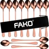 Fako Bijoux® - 12 Cuillères Longues - Latte Macchiato - Long Drink - Cocktail - Dessert - Glace - Café - Or Rose - 12 Pièces - Sac De Rangement