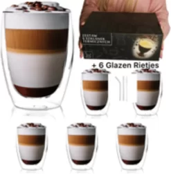 Verres à Double Paroi + 6 Pailles En Verres - Set De 6 - Verres à Café à Café Latte Macchiato Espresso - Tasses à Café/ Verres à Verres à Thé - Verre à Café - 6 X 350 Ml -Fournitures De Cuisine Boutique 1178x1200 7