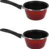 Set De 2x Casserole / Casserole Antiadhésive Rouge 14 Cm - 1,5 Litre - Pour Sauce Et Sauce - Casseroles