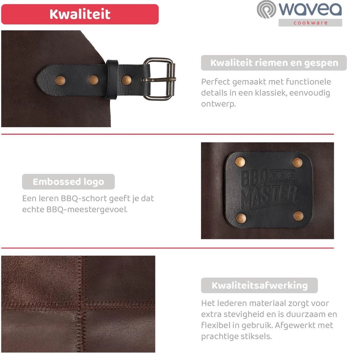 Tablier De BBQ En Cuir Wavea Cookware - Marron - 80 X 50 Cm - Tablier De Barbecue Avec Ceintures En Cuir - Incl. Logo BBQ Masters Sur La Poitrine 8 Tablier De BBQ En Cuir Wavea Cookware - Marron - 80 X 50 Cm - Tablier De Barbecue Avec Ceintures En Cuir - Incl. Logo BBQ Masters Sur La Poitrine – Image 8