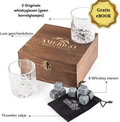 Onirique - Ensemble à Whisky De Luxe - Whisky - Verres à Whisky Dans Un Coffret Cadeau De Luxe - 2 Verres à Whisky - 8 Pierres De Refroidissement En Granit Et Sac En Velours - Coffret En Bois Fait à La Main -Fournitures De Cuisine Boutique 1182x1200 4