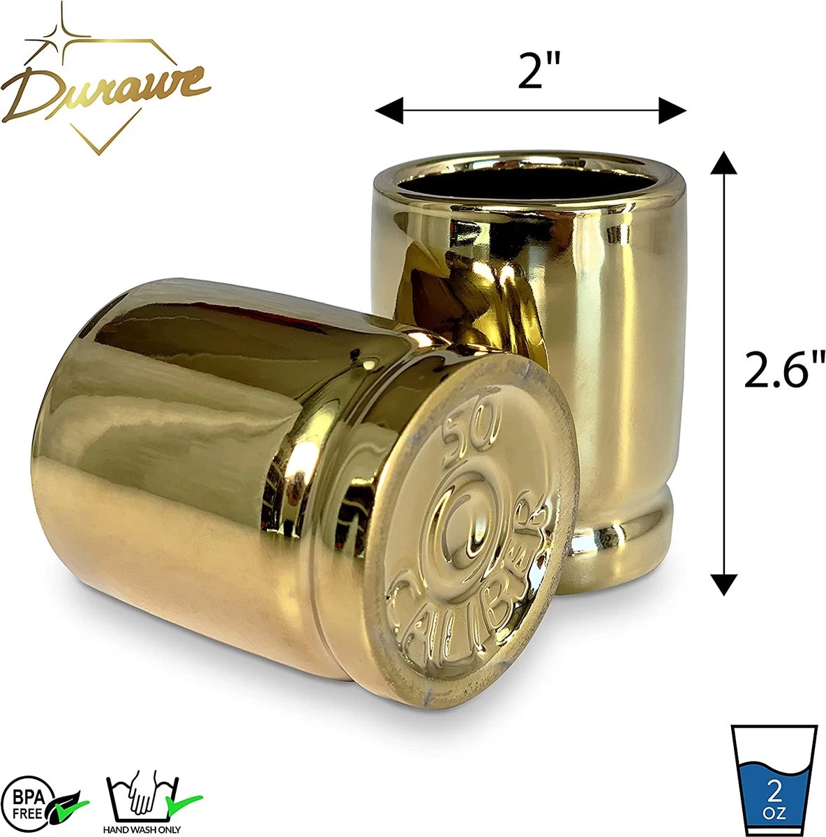 Durawe Company Verres à Liqueur De Calibre 50, Ensemble De 4 Verres à Liqueur En Céramique, étuis à Bullet De 50 Cal En Forme De Verres à Liqueur Ensemble De Verres à Boire 2 Durawe Company Verres à Liqueur De Calibre 50, Ensemble De 4 Verres à Liqueur En Céramique, étuis à Bullet De 50 Cal En Forme De Verres à Liqueur Ensemble De Verres à Boire – Image 2