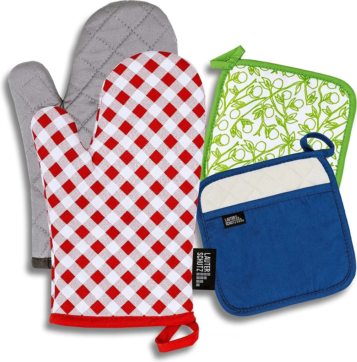 LauterSchutz® Gaines De Gants De Four Et Maniques Dans Un Ensemble - En Coton Recyclé De Différentes Couleurs (Blau) 1 LauterSchutz® Gaines De Gants De Four Et Maniques Dans Un Ensemble - En Coton Recyclé De Différentes Couleurs (Blau)