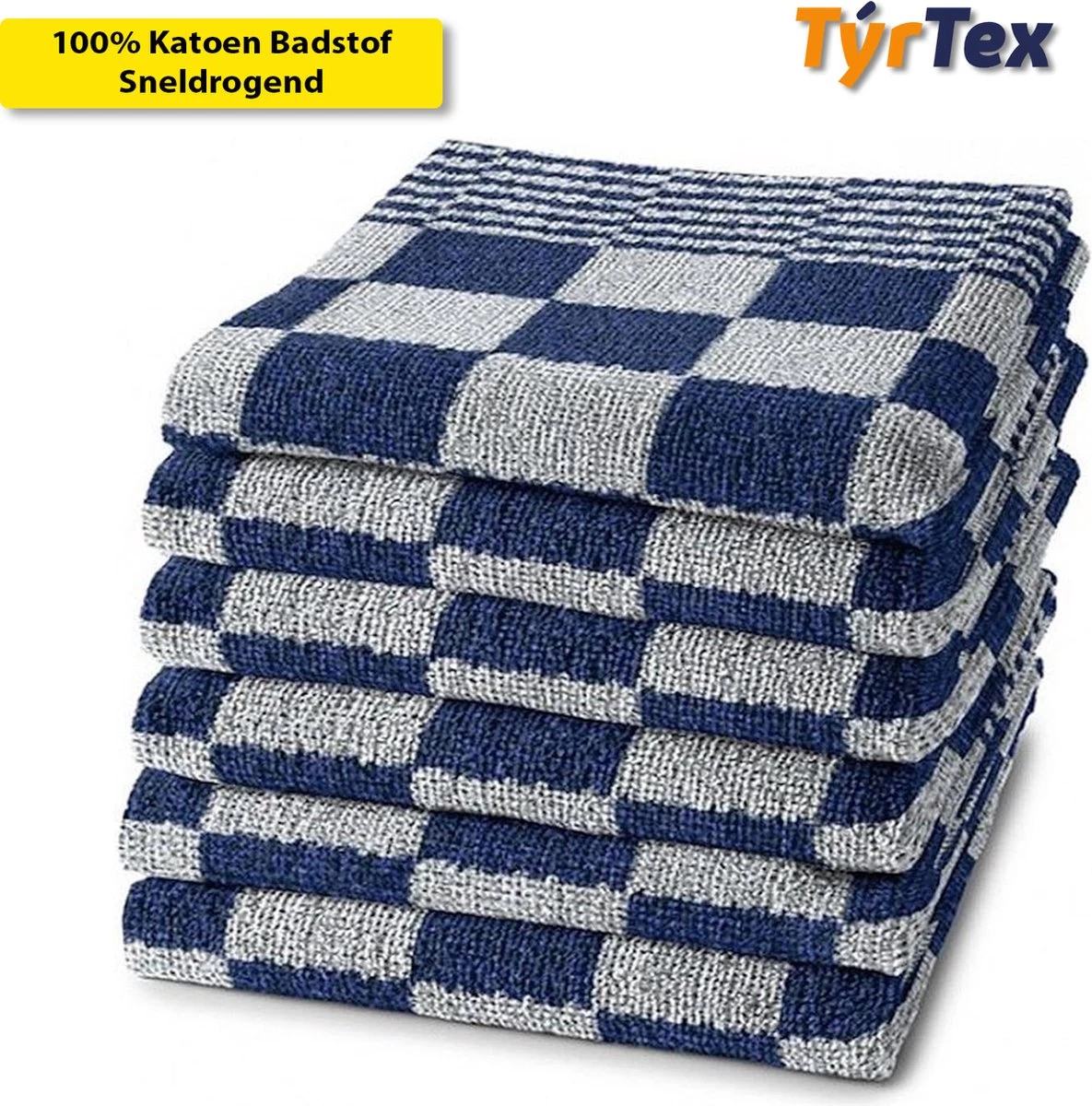 Lot De 6 Essuies De Vaisselle - Blauw - Essuie-tout - Chiffons Blocs - Essuies De Vaisselle De Restauration - Séchage Rapide - Longue Durée De Vie - 100% Katoen - 65x65cm 3 Lot De 6 Essuies De Vaisselle - Blauw - Essuie-tout - Chiffons Blocs - Essuies De Vaisselle De Restauration - Séchage Rapide - Longue Durée De Vie - 100% Katoen - 65x65cm – Image 3