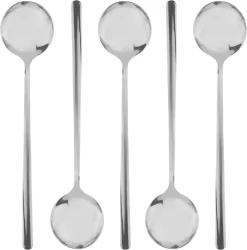 Set De Cuillères à Soupe Coréenne House Of Husk - Argent - 5 Pièces - Cuillère à Soupe - Acier Inoxydable - Passe Au Lave-vaisselle