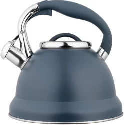 Bouilloire Sifflante Florina ''Emers'' - Bouilloire - Bouilloire - Avec Manche En Soie Cool Touch - Pour Toutes Les Sources De Chaleur - 3L - Inox - Blauw