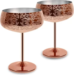 Verres à Vin En Acier Inoxydable - Coupes à Vin De Style Royal / Haute Qualité - - Perfect Pour La Home, Les Restaurants Et Les Fêtes - Verres à Champagne Produit Premium / Verres à Cocktail Toniques