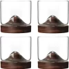 Verre à Whisky Aretica - Set De 4 - 250 Ml - Y Compris Sous-verre - Coffret Cadeau Whisky - Verres - Verres à Verres à Whisky - Marron - Glas - Bois - 7,3 X 7,3 X 7 Cm
