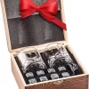 Onirique - Ensemble à Whisky De Luxe - Whisky - Verres à Whisky Dans Un Coffret Cadeau De Luxe - 2 Verres à Whisky - 8 Pierres De Refroidissement En Granit Et Sac En Velours - Coffret En Bois Fait à La Main