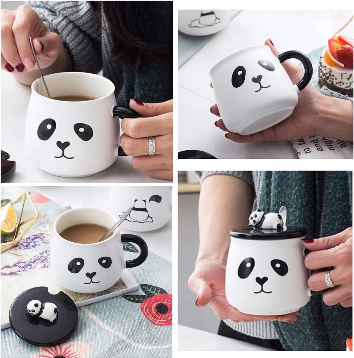 Cadeaux De Tasse De Panda - Meilleurs Cadeaux D'ami Tasses Mignonnes De Tasses De Thé Avec Des Couvercles / Cuillère Pour Des Adolescentes / Amies / épouses / Maman 3 Cadeaux De Tasse De Panda - Meilleurs Cadeaux D'ami Tasses Mignonnes De Tasses De Thé Avec Des Couvercles / Cuillère Pour Des Adolescentes / Amies / épouses / Maman – Image 3