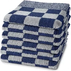 SERVIETTES DE CUISINE - Set De 6 Pièces - 100% COTON - 50x50cm - Blauw Wit - Qualité Restauration - Damier - Dream Textiles -Fournitures De Cuisine Boutique 1191x1200 14