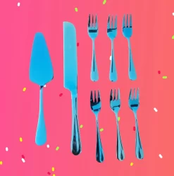 Service à Gâteau Set De 8 | Acier Inoxydable Acier Inoxydable | Set De Service à Gâteau 8 Psc | Lave-vaisselle | Couteau à Gâteau Pelle à Gâteau Fourchettes à Gâteau Blauw