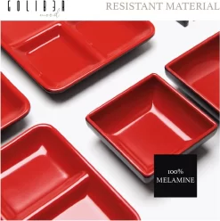 GOLIBER Set De Plats à Sushi Japonais En Mélamine Noir (16 Pièces) - Contient 4 Plats Noirs, 4 Saucières, 4 Baguettes Et 4 Plateaux à Baguettes - Set De Plats Asiatiques (Rouge) -Fournitures De Cuisine Boutique 1193x1200 1