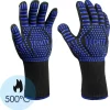 Gants Pour BBQ Et Four Gants Résistants à La Chaleur (2 Pièces) - Jusqu'à 500°C - Siliconen / Antidérapant - Extra Longs - Protection Des Bras - Résistant Aux Coupures - Double Doublure - Blauw
