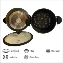 Poêle à Couscous Royal Swiss - Couscoussier - Cuiseur Vapeur - 4L - Toutes Sources De Chaleur - Aluminium Recouvert De Pierre - Couvercle En Verres - NOIR 7 Poêle à Couscous Royal Swiss - Couscoussier - Cuiseur Vapeur - 4L - Toutes Sources De Chaleur - Aluminium Recouvert De Pierre - Couvercle En Verres - NOIR -Fournitures De Cuisine Boutique 1193x1200 8