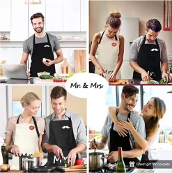 2 Pièces Tabliers De Cuisine, Tabliers De Chef, Tabliers Imperméables Réglables Pour Hommes Femmes, Tablier De Couple Comme Cadeau Pour Mariage, Fiançailles, Saint Valentin, Fête Des Vaderdag, Fête Des Mères (noir Et Beige) -Fournitures De Cuisine Boutique 1194x1200 6