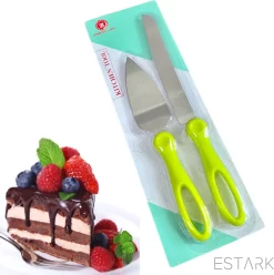 ESTARK® Pelle à Gâteau 2x - Set De 2 Pièces Pelles à Tarte - Plastique - Métal - Couverts - Couteau à Gâteau - Pelle à Gâteau - Couper Et Servir Le Gâteau - 2 Pièces Vert