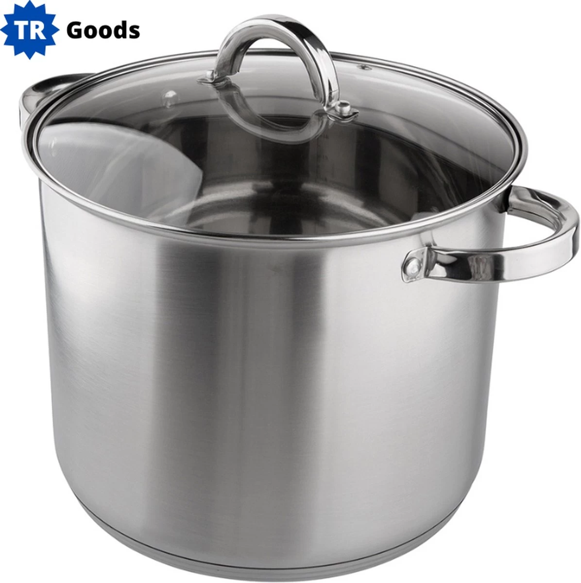TR Goods - Pot à Soupe En Acier Inoxydable 8,5 Litres Avec Couvercle - Acier Inoxydable - Avec Couvercle - 24 Cm - Convient Pour L'induction