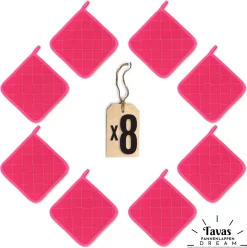 Tavas Dream Maniques Résistantes à La Chaleur 8 Pièces Rose Gant De Maniques Katoen, Thermolite Jusqu'à 220°C