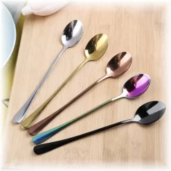 Fako Bijoux® - 6 Cuillères Longues - Latte Macchiato - Long Drink - Cocktail - Dessert - Glace - Café - Or - 6 Pièces - Sac De Rangement -Fournitures De Cuisine Boutique 1196x1200