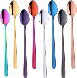Cuillère Cuillère à Café Colorée Cuillère à Dessert à Long Manche 20 Cm Cuillère à Boire Longue 8 Pcs