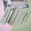 Ensemble De Couverts Afecto Vert - Pratique Pour Le Travail, Les Vacances, Etc. - Facile à Transporter - Dans Une Boîte De Rangement -