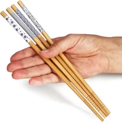 12 Paires De Baguettes En Bambou - Baguettes Réutilisables - Ensemble De Baguettes En Bois Avec Design Bleu - Couverts En Bambou Avec Rebord Décoratif - Baguettes En Bois -Fournitures De Cuisine Boutique 1198x1200 1