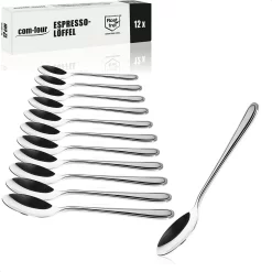 COM-FOUR® 12x Cuillères à Expresso En Acier Inoxydable - Couverts De Table élégants Au Design Simple - Cuillères à Café - Cuillères à Dessert - Service à Thé (12 Pièces - Cuillère à Expresso 12cm)