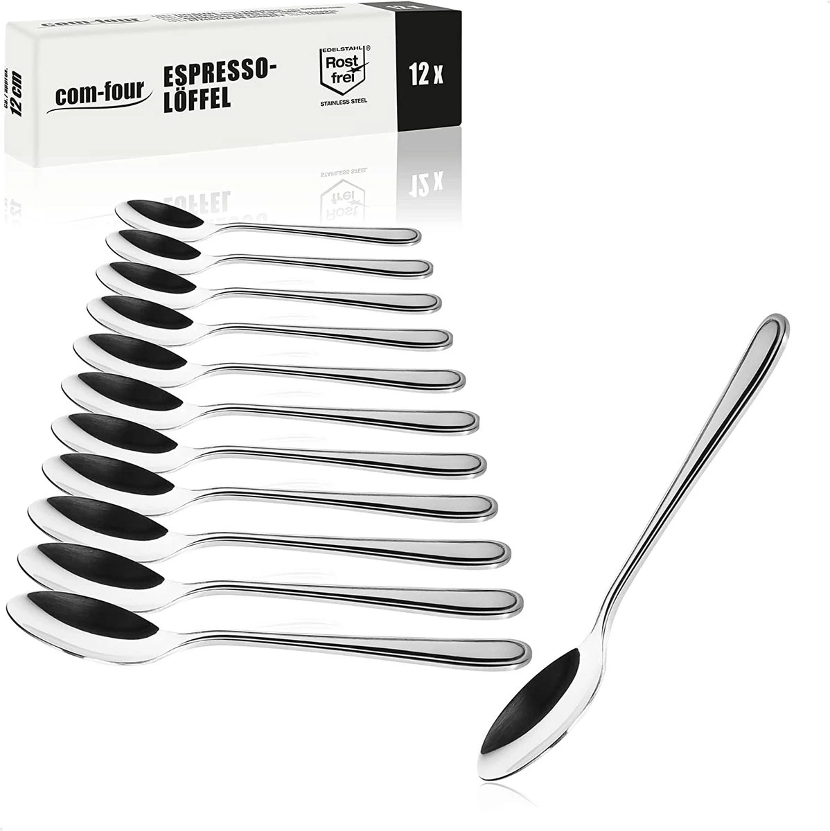 COM-FOUR® 12x Cuillères à Expresso En Acier Inoxydable - Couverts De Table élégants Au Design Simple - Cuillères à Café - Cuillères à Dessert - Service à Thé (12 Pièces - Cuillère à Expresso 12cm) 1 COM-FOUR® 12x Cuillères à Expresso En Acier Inoxydable - Couverts De Table élégants Au Design Simple - Cuillères à Café - Cuillères à Dessert - Service à Thé (12 Pièces - Cuillère à Expresso 12cm)