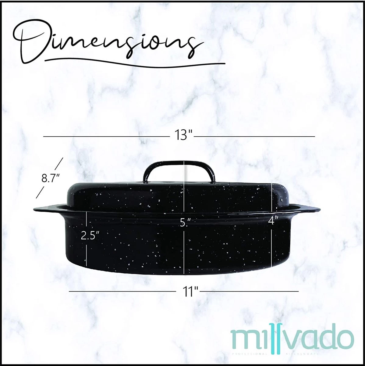 Millvado Granite Collection - Pan à Rôtir Ovale - Casserole Ovale / Casserole Avec Couvercle - Casserole De Jeu De 28 Cm 3 Millvado Granite Collection - Pan à Rôtir Ovale - Casserole Ovale / Casserole Avec Couvercle - Casserole De Jeu De 28 Cm – Image 3