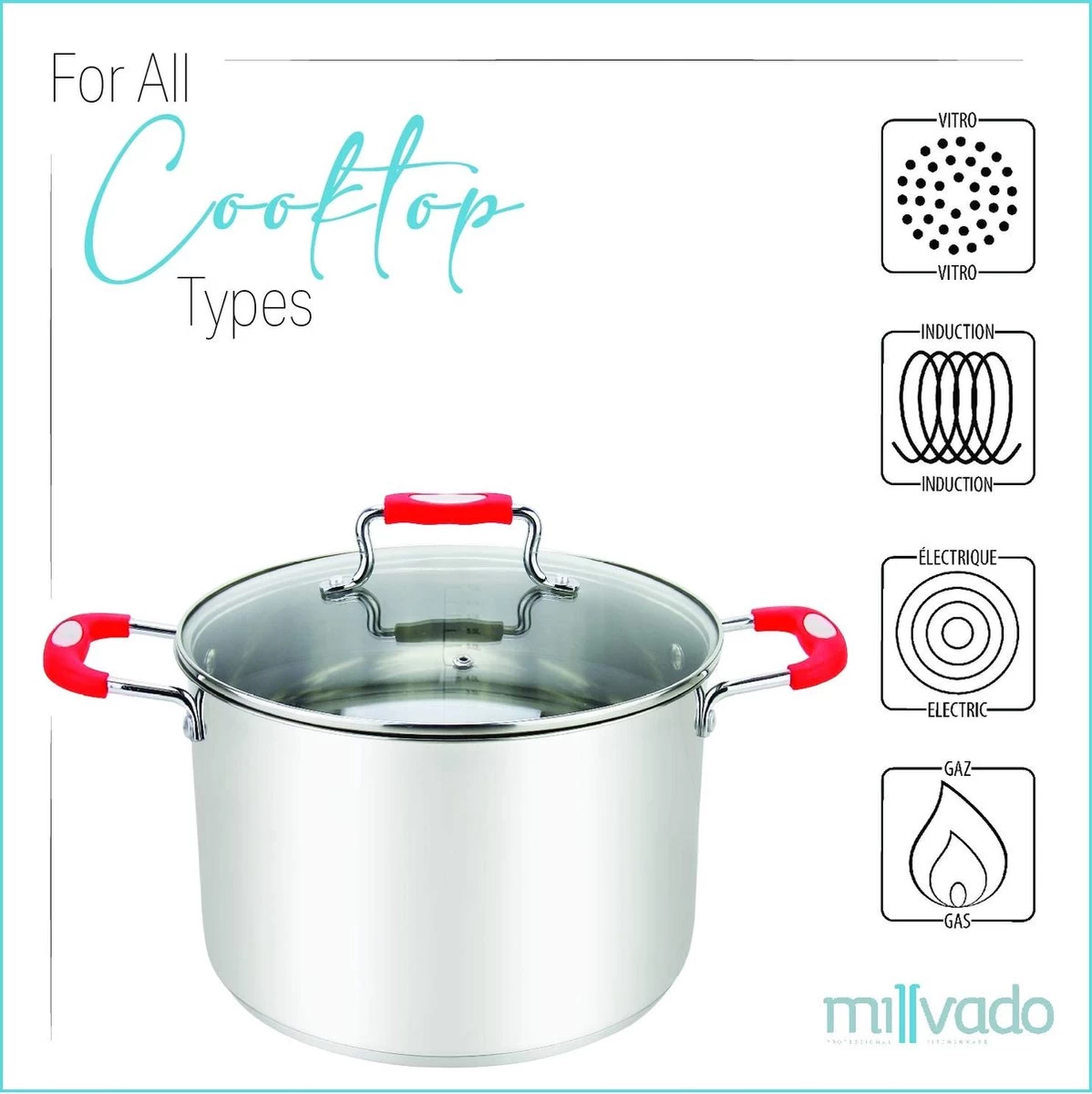 Millvado Urban Collection - Marmite En Acier Inoxydable - Marmite à Soupe De 3,8 Litres Avec Couvercle - Faitout Ø 20 Cm 3 Millvado Urban Collection - Marmite En Acier Inoxydable - Marmite à Soupe De 3,8 Litres Avec Couvercle - Faitout Ø 20 Cm – Image 3