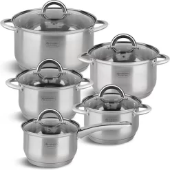 Edënbërg Classic Line - Batterie De Cuisine De Luxe - Acier Inoxydable - 10 Pièces - Fond 5 Couches