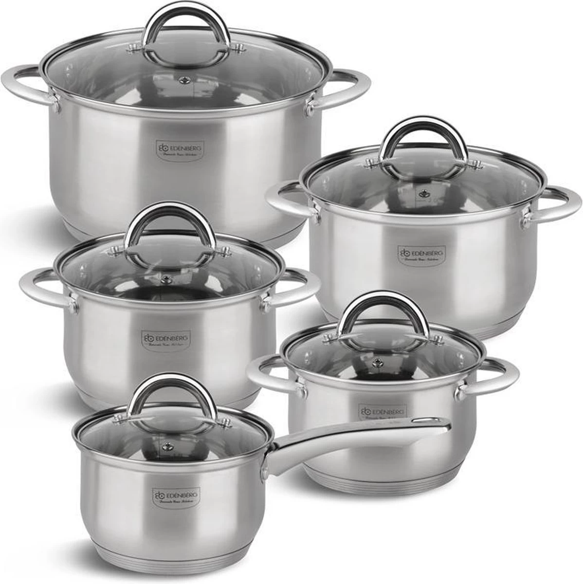 Edënbërg Classic Line - Batterie De Cuisine De Luxe - Acier Inoxydable - 10 Pièces - Fond 5 Couches 2 Edënbërg Classic Line - Batterie De Cuisine De Luxe - Acier Inoxydable - 10 Pièces - Fond 5 Couches – Image 2