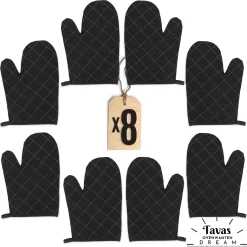 Tavas Gants De Gants De Four Résistants à La Chaleur 8 Pièces Zwart Gant De Four En Katoen, Thermolite Jusqu'à 200°C