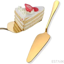 Pelle à Gâteau ESTARK® - Pelle à Gâteau - Pelle à Gâteau LUXURY - Coupe De Gâteau - Cuillère à Gâteau - Couteau à Gâteau - Couteau à Gâteau - Or - Acier Inoxydable - 22 Cm - Fournitures De Pâtisserie - Or