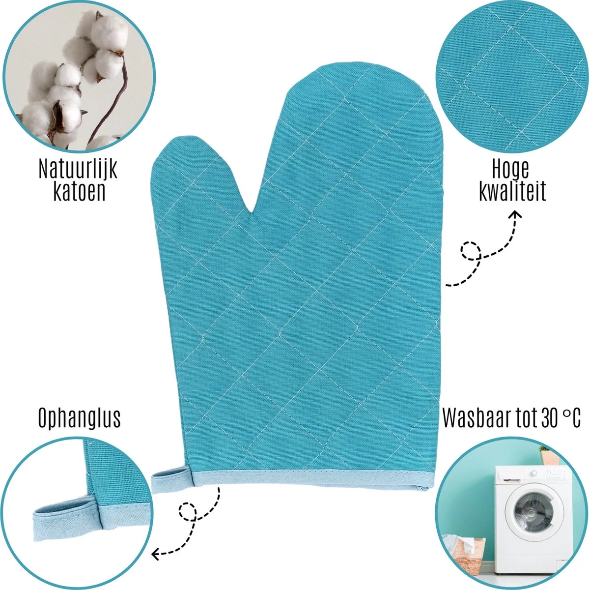 Tavas Gants De Gants De Four Résistants à La Chaleur 8 Pièces Turquoise Gant De Four Katoen, Thermolite Jusqu'à 200°C 4 Tavas Gants De Gants De Four Résistants à La Chaleur 8 Pièces Turquoise Gant De Four Katoen, Thermolite Jusqu'à 200°C – Image 4