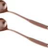 2x Pièces Cuillère à Sauce / Cuillère De Service En Acier Inoxydable Couleur Cuivre 26 Cm - Cuillère à Sauce Avec Bec Verseur - Cuillère à Sauce Avec Crochet